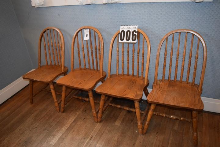 Spindle back kitchen chairs, oak, 4 chairs