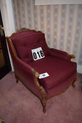 Vintage chair, very ornate trim, floral Motif, same design as lot 17
