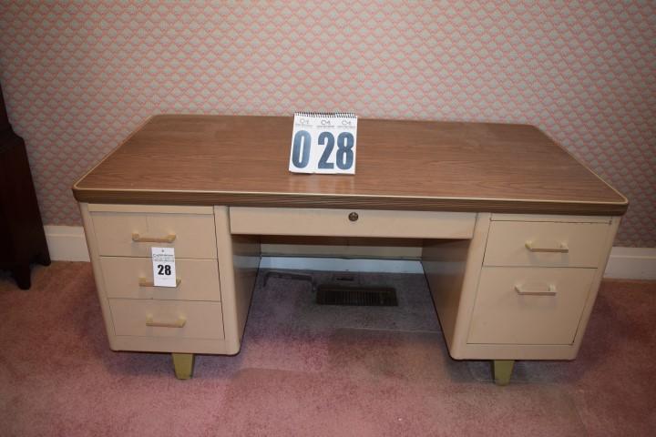 Metal work desk with 6 drawers