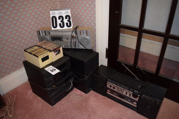 Magnavox stereo system w/speakers with 2 portable cassette players