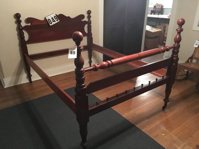 4 Post Cherry Cannonball Bead- headboard, footboard, rails on rollers