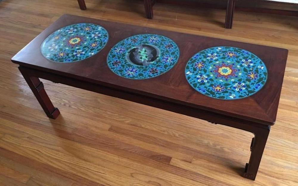 Oriental Coffee Table with Cloisenne' Top