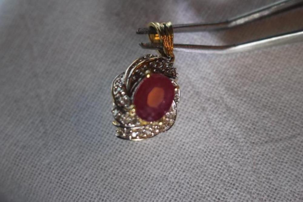 Ladies Synthetic Ruby & Diamond Pendant, Kessler Jewelers Appraised Retail Value: $2,194.00,