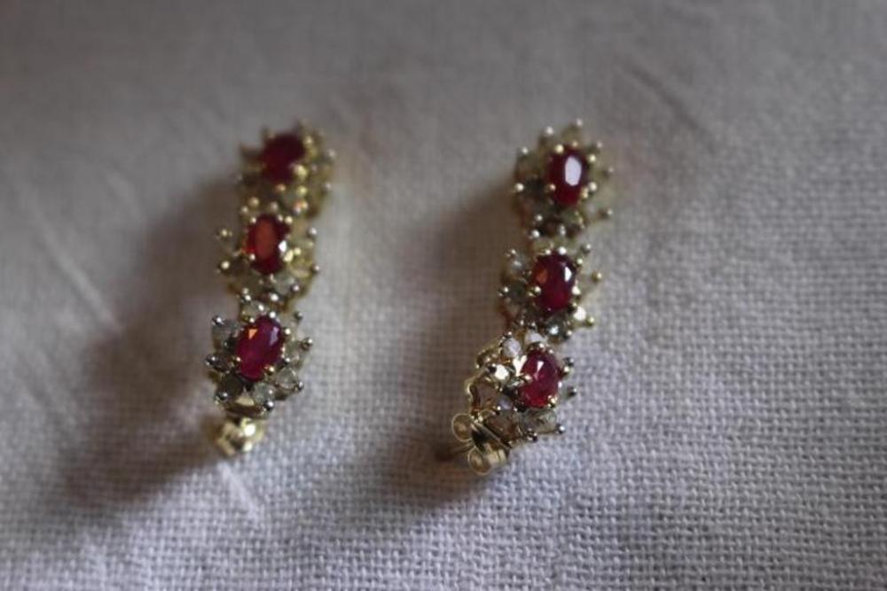 One Pair of Natural Ruby & Diamond Dangle Earrings, Kessler Jewelers Appraised Retail Value: $2,018,