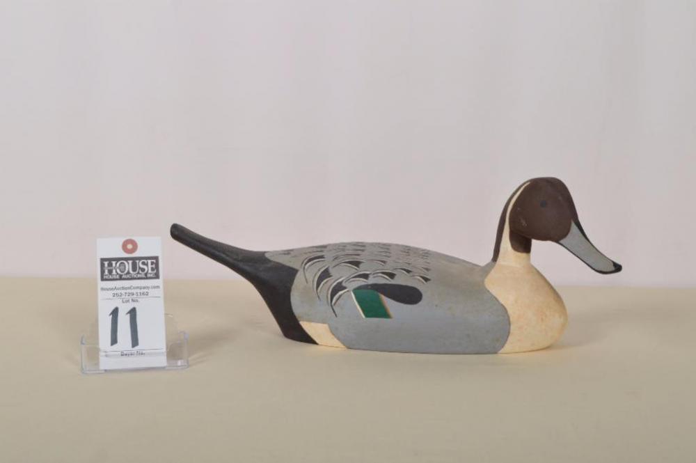 Great Drake Pintail duck decoy made by Donald Ray Fulcher, Atlantic, NC, and signed on the bottom.