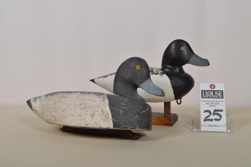Nice pair of Drake Blackhead duck decoys made by Willie G. Lewis, Otway, NC.