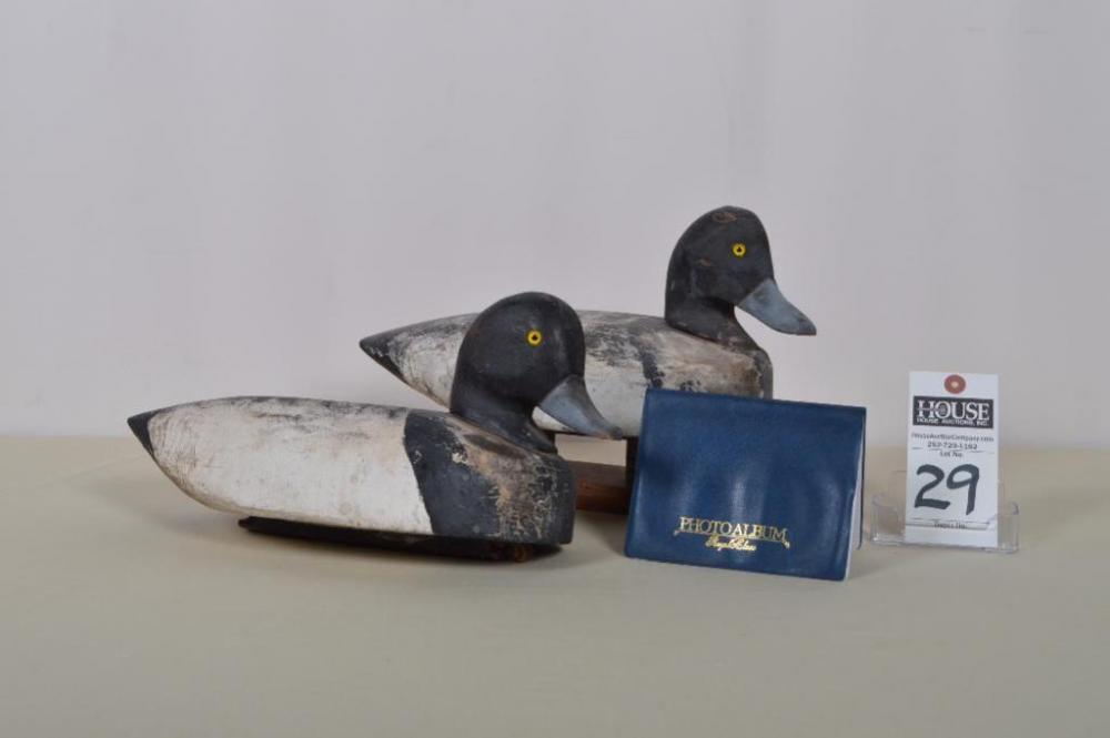 Fine pair of Drake Blackhead duck decoys made by Willie G. Lewis, Otway, NC.