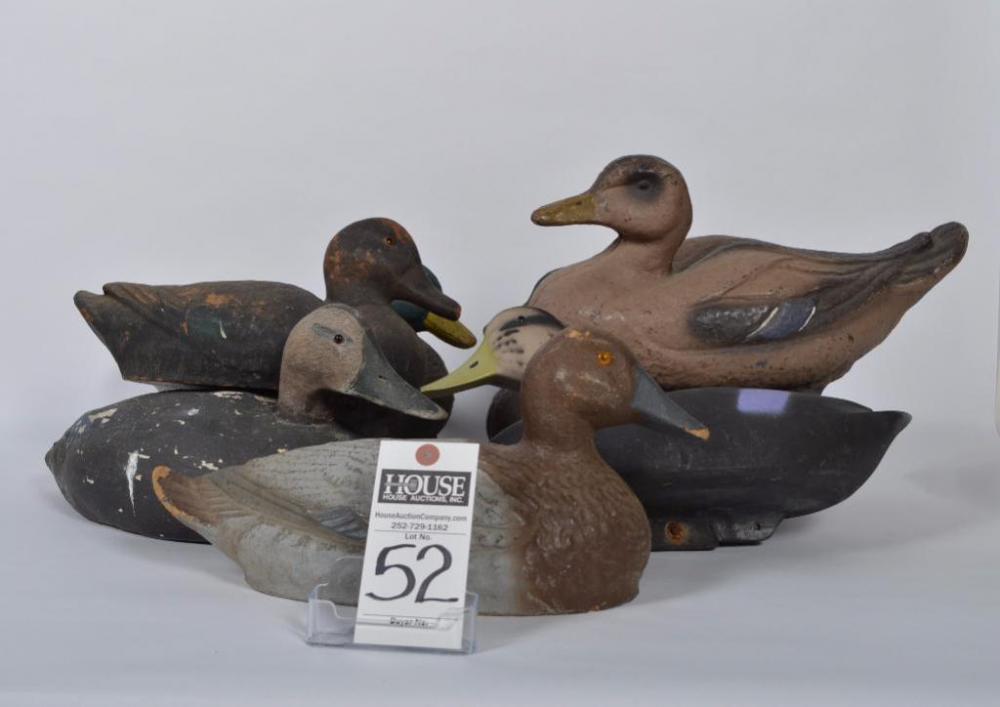 Wonderful variety of (7) collectible decoys from various factories, Carry-Lite, General Fibre Co., and more!