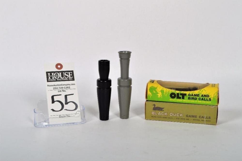 Fantastic array of collectible duck calls, including an Olt D2 duck call and a Black Duck C-1015 call, and more!