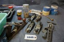 Misc tubs of flaring tools, plainers, 3/8-2in dail pins, masking tape & more