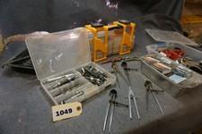 Drafting tools, misc drill bits, hand tools, 2 in ball, clamp, nuts & bolts and more