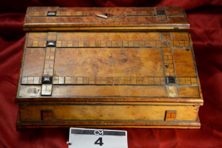 Antique Inkwell: Wooden scribe, 4x13x10