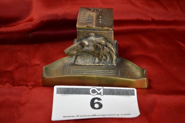 Antique Inkwell: Cast bronze