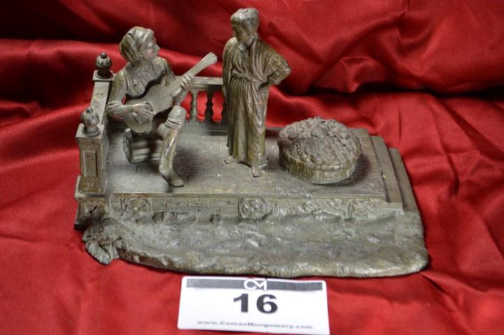 Antique Inkwell: Musician cast 6x10.5.6