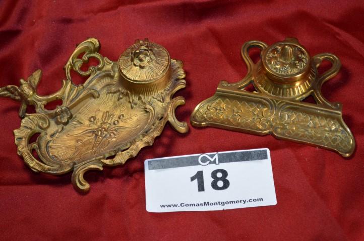 Antique Inkwell: Cast, pair