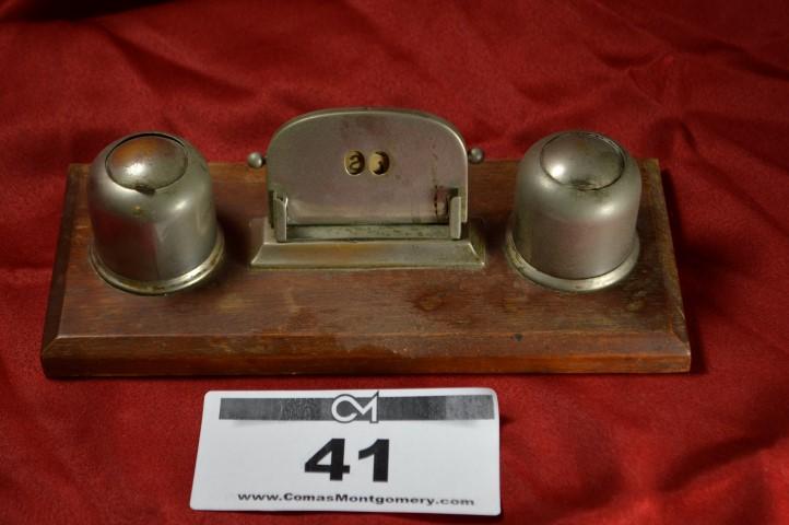 Antique Inkwell: Desk set w/calendar 9x4