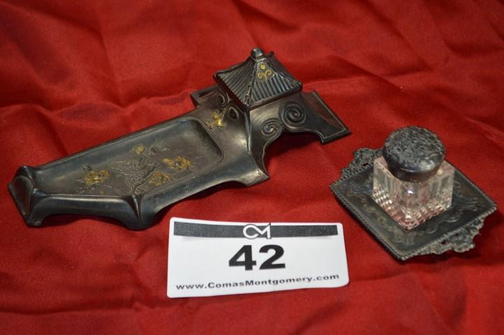 Antique Inkwell: Pair