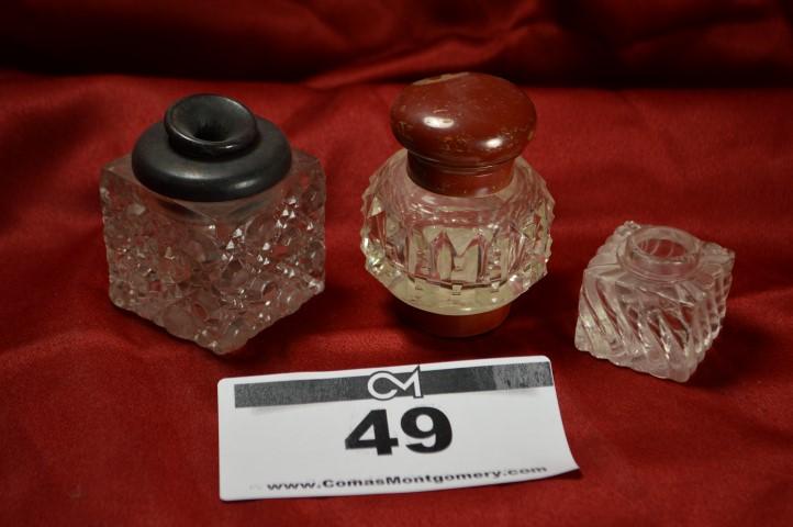 Antique Inkwell: 3 pressed glass