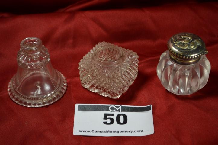 Antique Inkwell: 3 pressed glass