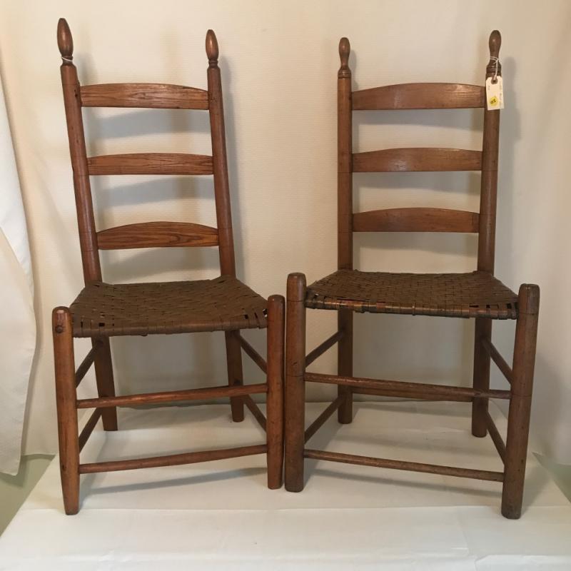 Pair of Ladder Back Chairs with Woven Seats