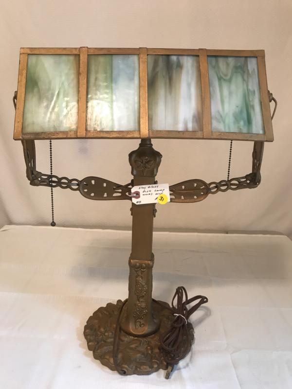 Slag Glass Desk Lamp