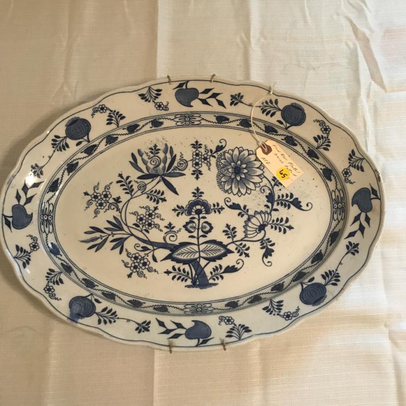 Flow Blue Platter, Onion Pattern