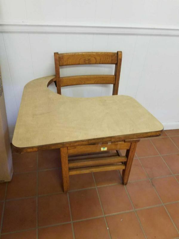 Vintage wooden school desk