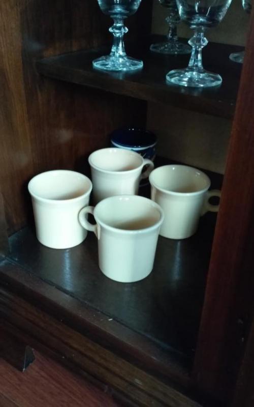 Fiesta mugs, cake covers, grill utensils, vases, glassware