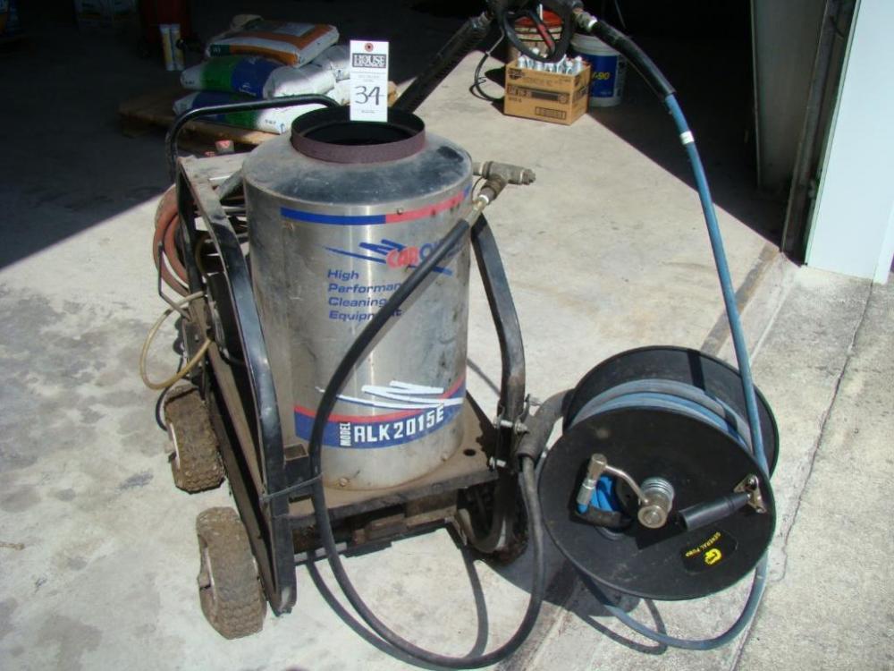 CARQUEST "Steam Jenny" Hot Water Power Washer. Model ALK-2015E, Electric Powered, mounted on wheel cart