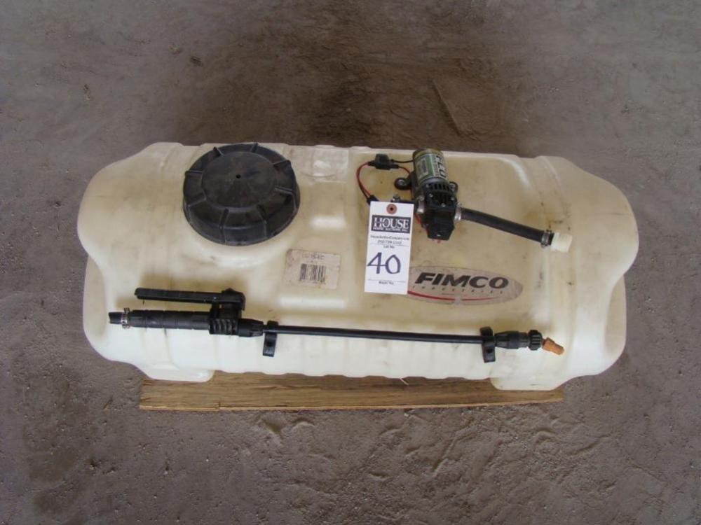 FIMCO INDUSTRIES 12 volt 15 gallon High FLO Gold Series Sprayer, mounted on plywood