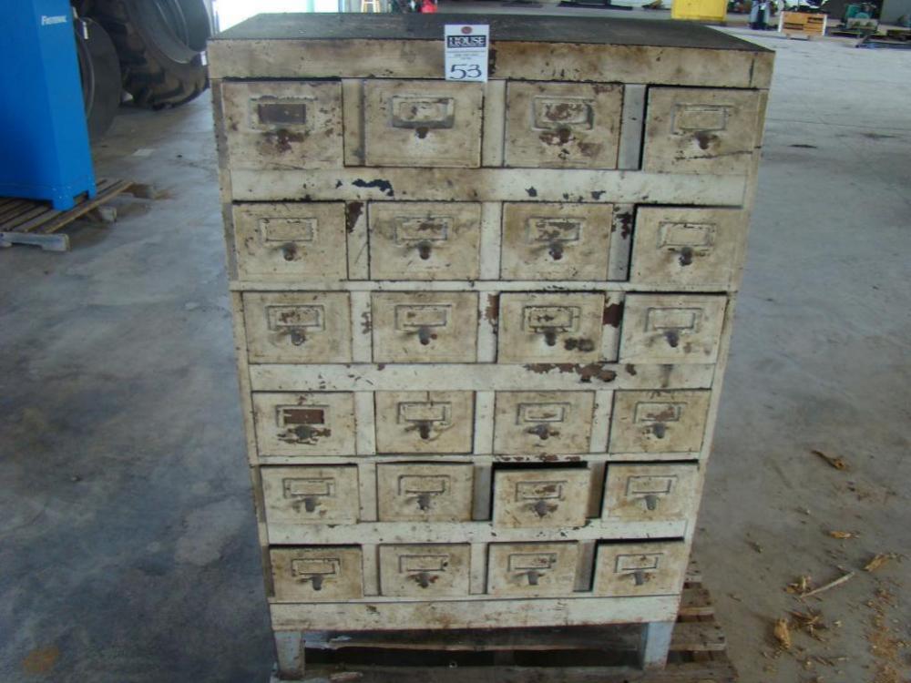 STORAGE CABINET - 24 Drawer Storage / Filing Cabinet, 17" x 51" x 33"