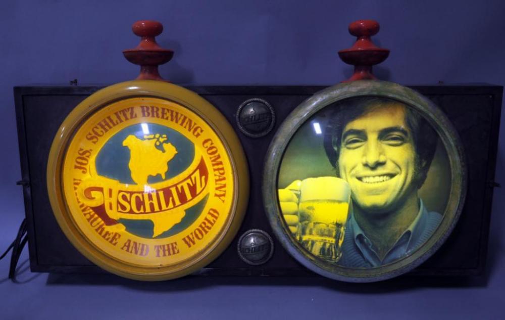 1972 Schlitz Brewing Company Illuminated Porthole Advertising Sign, 35.5"W x 19"H, Works