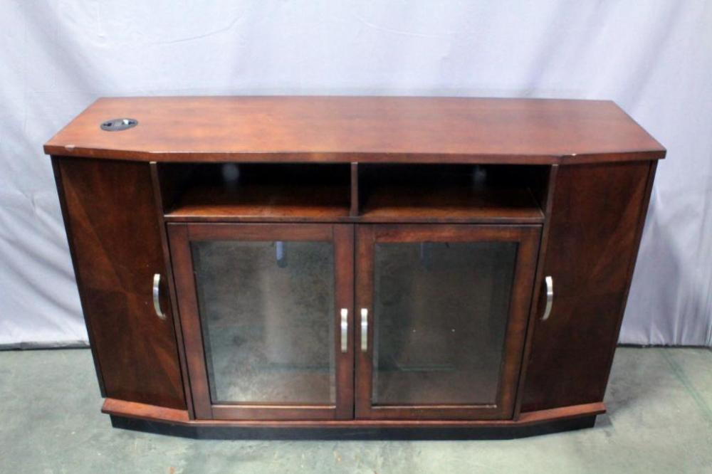 Television/Entertainment Center With Four Doors, Two Glass, Integrated Plug Ins, 60"W x 36"H x 18"D