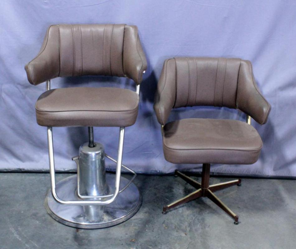 Salon Chair With Hydraulic Height Adjustment And Matching Side Chair