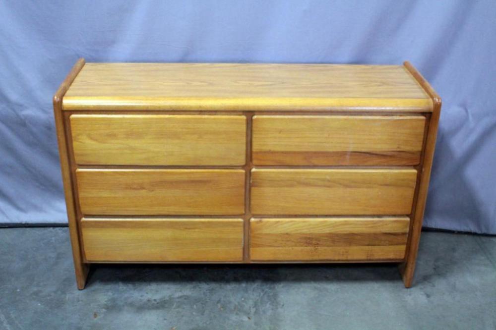 Mid-Century Blonde 6-Drawer Dresser, 53"W x 32"H x 17.5"D