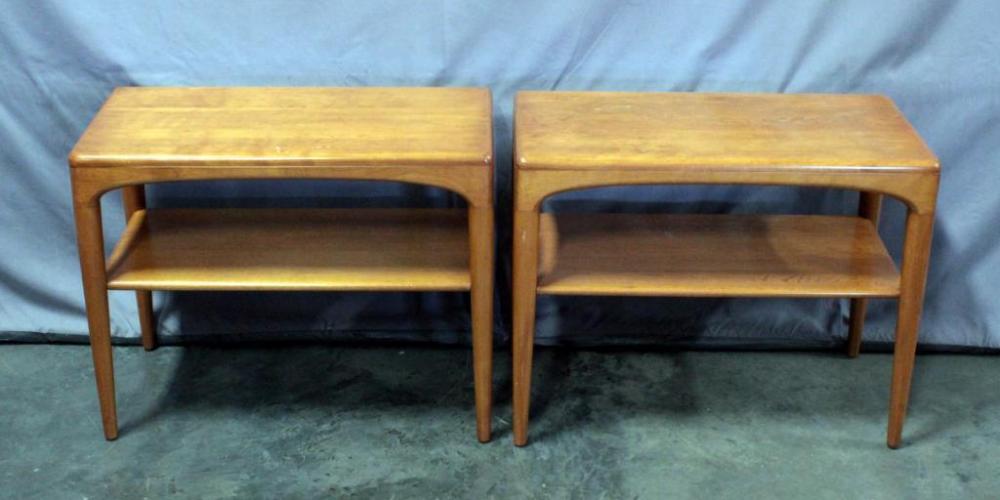 Mid-Century Blonde Occasional Tables, Qty 2, Some Cosmetic Flaws, 28"W x 22"H x 14"D