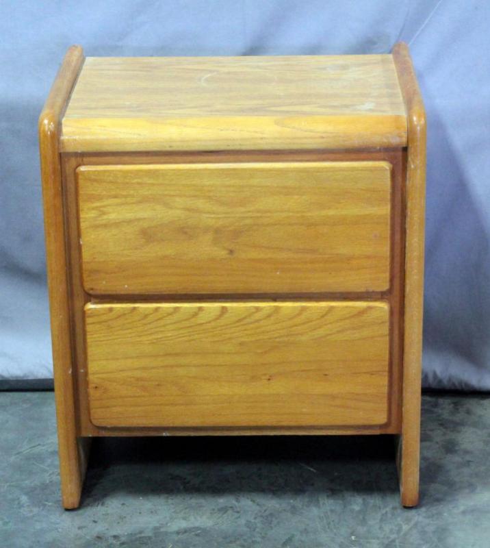 Mid-Century Blonde 2-Drawer Night Stand, Matches Lot 34, 21"W x 23"H x 15"D