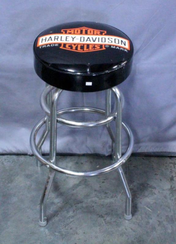 Harley Davidson Padded Bar Stool Made By Ace Product Management Group, Inc, 14"Dia Seat x 29"H, Some Cosmetic Flaws