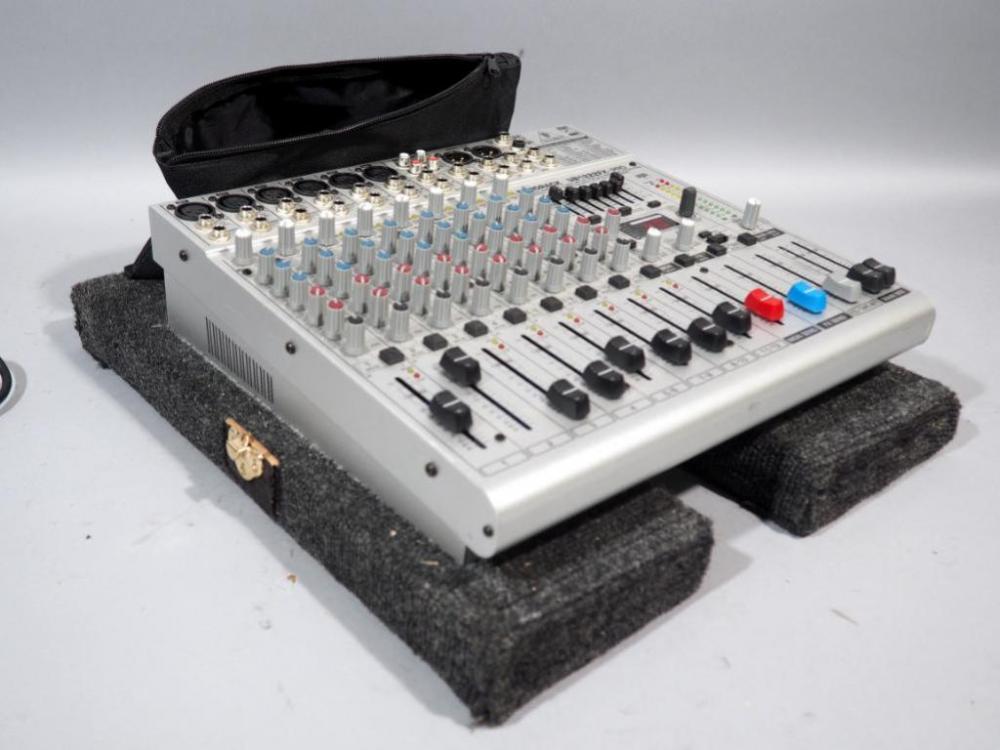 Behringer Eurorack UB 1222FX Pro 16 Input Mic/Line Mixer, Mounted to Custom Case And 2 Mic Cables, Powers Up