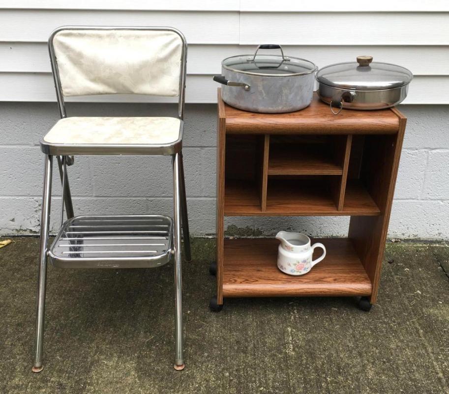 Step Stool, Rolling Cart & Misc. Cookware
