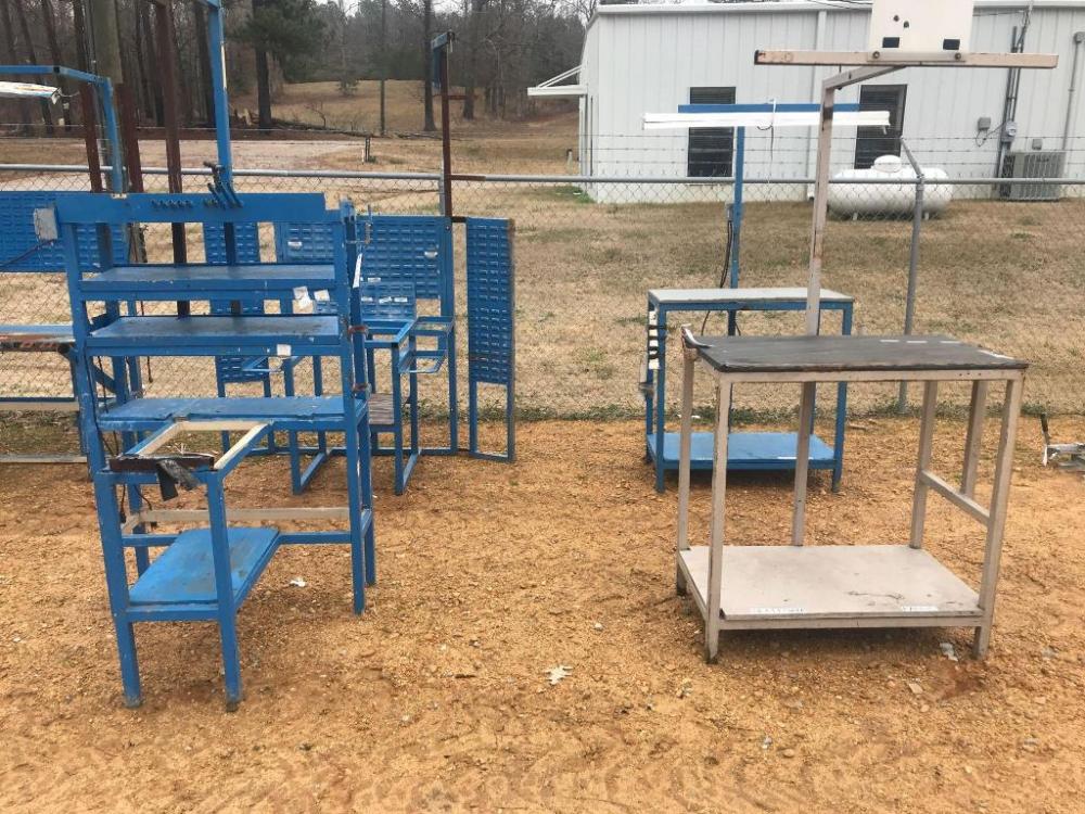 Group of Blue Metal Shelving